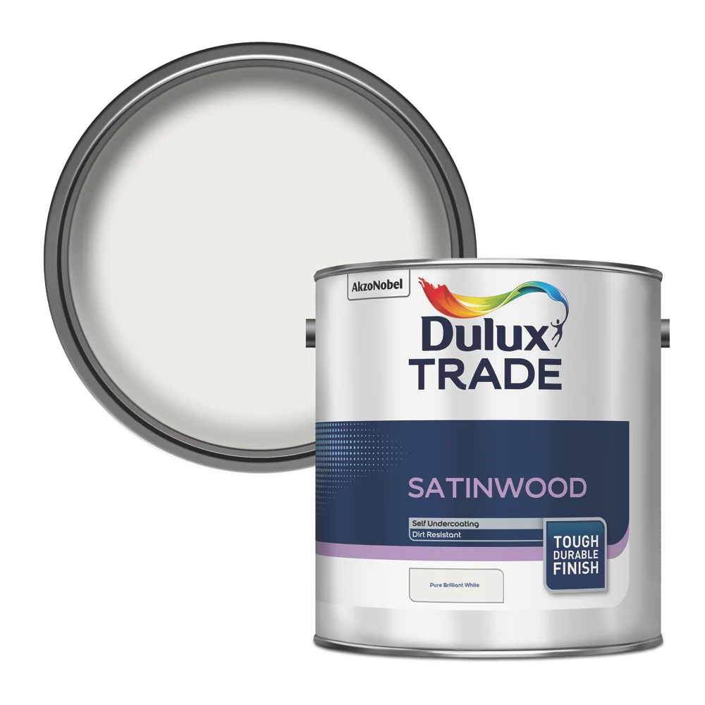 Dulux Trade Satin Pure Brilliant White Trim Paint 2.5Ltr 3 Dulux Trade Satin Pure Brilliant White Trim Paint 2.5Ltr