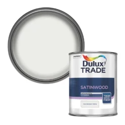 Dulux Trade Satin Pure Brilliant White Trim Paint 1Ltr