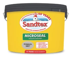Sandtex Smooth Masonry Paint Plymouth Grey 10Ltr -Paint Tools 1902V A2