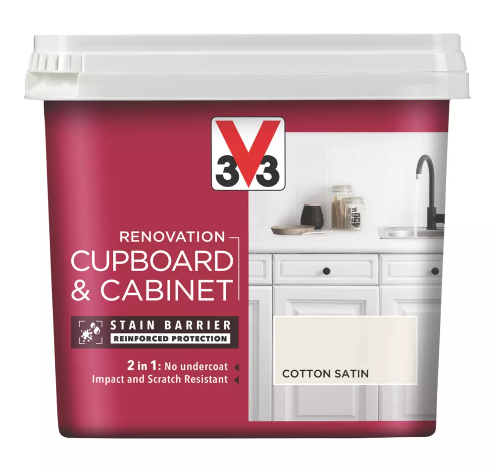 V33 Satin Cotton Off-White Trim Cabinet Paint 750ml 4 V33 Satin Cotton Off-White Trim Cabinet Paint 750ml - Image 2