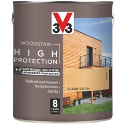 V33 High-Protection Exterior Woodstain Satin Clear 2.5Ltr