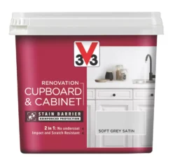 V33 Satin Soft Grey Trim Cabinet Paint 750ml