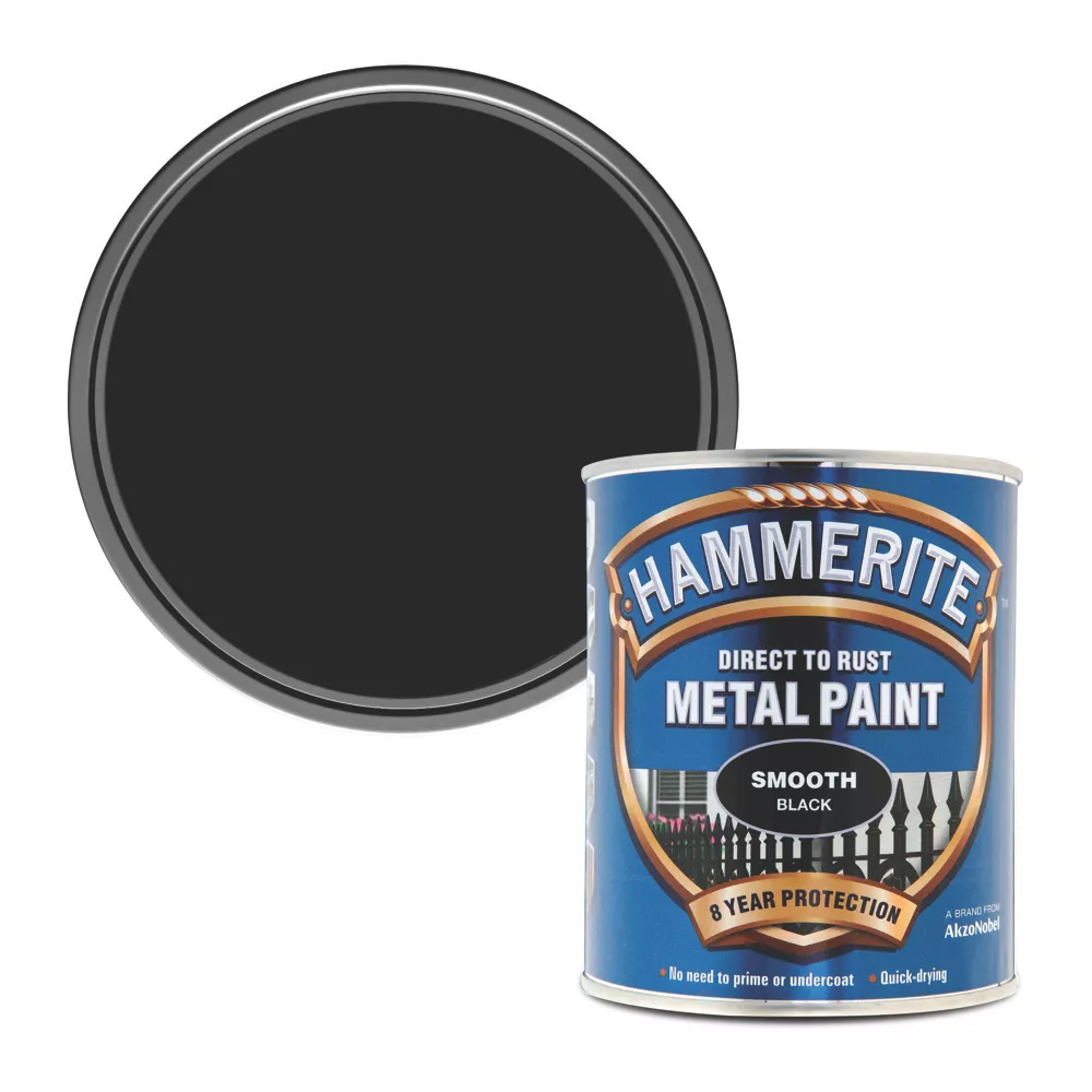 Hammerite Smooth Smooth Metal Paint Black 750ml 3 Hammerite Smooth Smooth Metal Paint Black 750ml