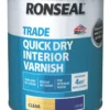 Ronseal Trade Quick-Dry Interior Varnish Satin Clear 750ml -Paint Tools 551HT P