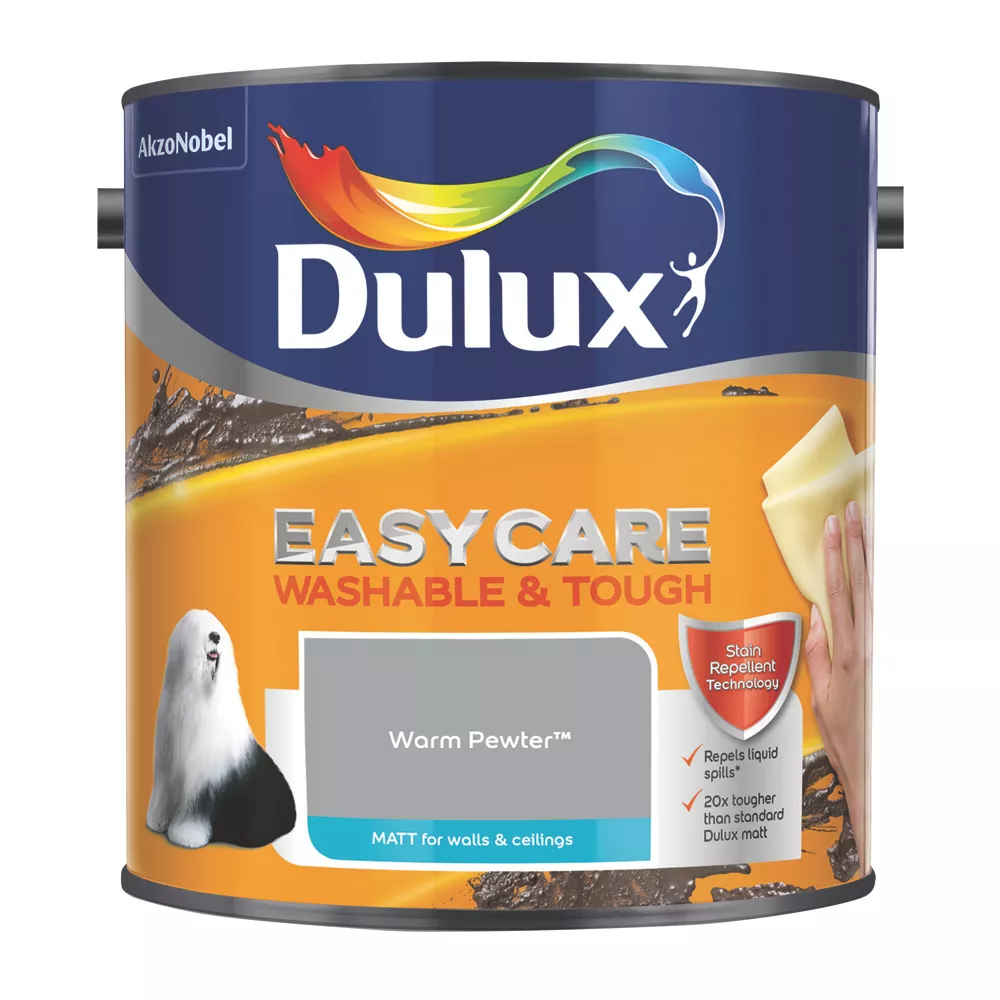 Dulux EasyCare Matt Warm Pewter Emulsion Paint 2.5Ltr 4 Dulux EasyCare Matt Warm Pewter Emulsion Paint 2.5Ltr - Image 2
