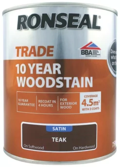 Ronseal Trade 10 Year Woodstain Satin Teak 750ml
