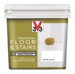 V33 Satin White Acrylic Floor & Stair Paint 750ml