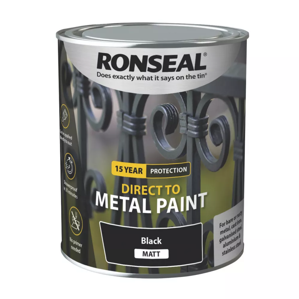 Ronseal Matt Metal Paint Black 750ml 4 Ronseal Matt Metal Paint Black 750ml - Image 2