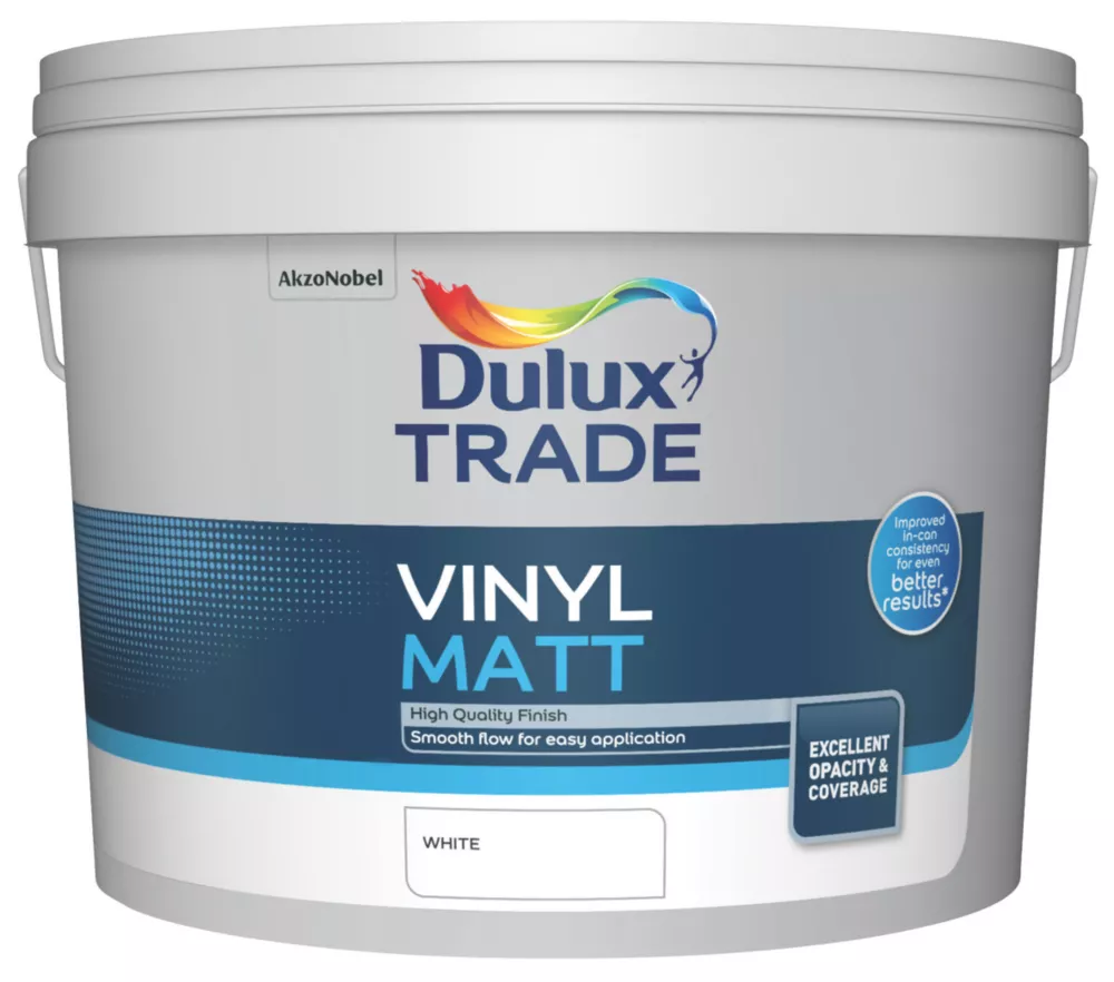 Dulux Trade Matt White Emulsion Paint 10Ltr 4 Dulux Trade Matt White Emulsion Paint 10Ltr - Image 2