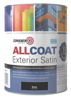 Zinsser All Coat Exterior Paint Black 1Ltr