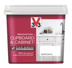V33 Satin White Trim Cabinet Paint 750ml