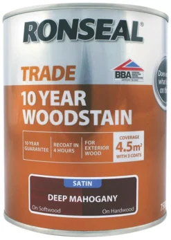 Ronseal Trade 10 Year Woodstain Satin Deep Mahogany 750ml