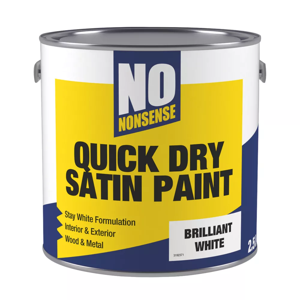 No Nonsense Satin Brilliant White Acrylic Water-Based Paint 2.5Ltr 3 No Nonsense Satin Brilliant White Acrylic Water-Based Paint 2.5Ltr